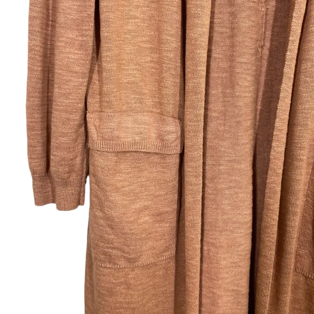 Free People Beach Long Slub Knit Cardigan Sweater XS New Brown Tan Boho Casual - Picture 3 of 6